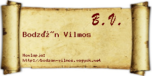Bodzán Vilmos névjegykártya